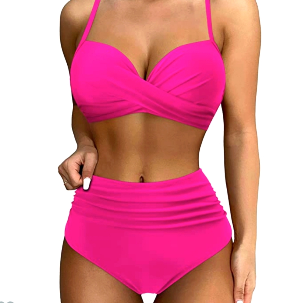 Hot pink 2 pc bikini swimsuit